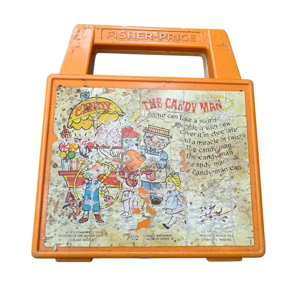 📻 Vintage Fisher Price Wind Up Radio 1978 The Candy Man‎ Orange Toy 📻